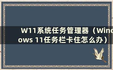 W11系统任务管理器（Windows 11任务栏卡住怎么办）